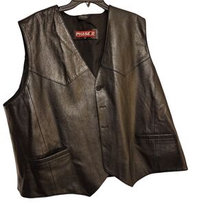 Leather Vest  Biker Vest Black